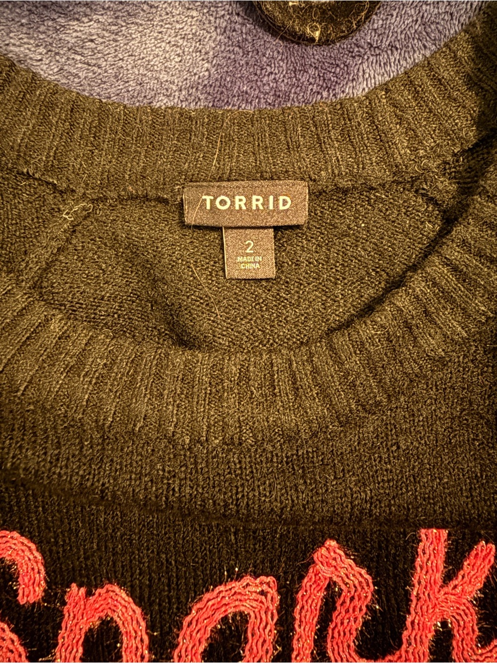 torrid Black Crewneck Sweater “Sparkle all the Way” - Picture 3 of 3